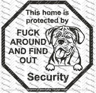AMERICAN PITBULL FAFO FUCK AROUND AND FIND OUT SIGN DECOR SECURITY SIGN