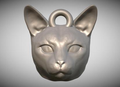 Siamese cat head key ring for 3D printing