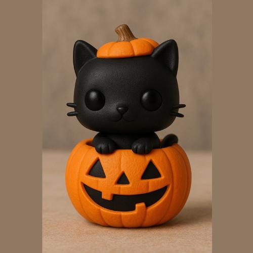 Gato en calabaza figura Halloween