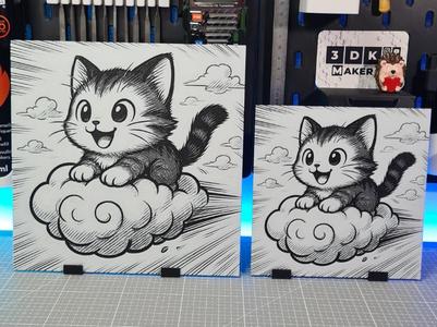 Cute Cat on Cloud - Hueforge