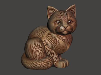 Delightful Grain Cat Art Figure Unique & Detailed 3D Print Model