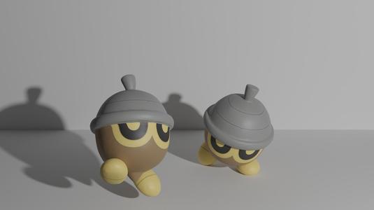 Seedot in 2 poses, pokemon, 3D print model