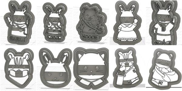 PACK 10 COOKIE CUTTER TERNURIN SYLVANIAN (CONTAINS 10 CUTTERS AND STAMPS)