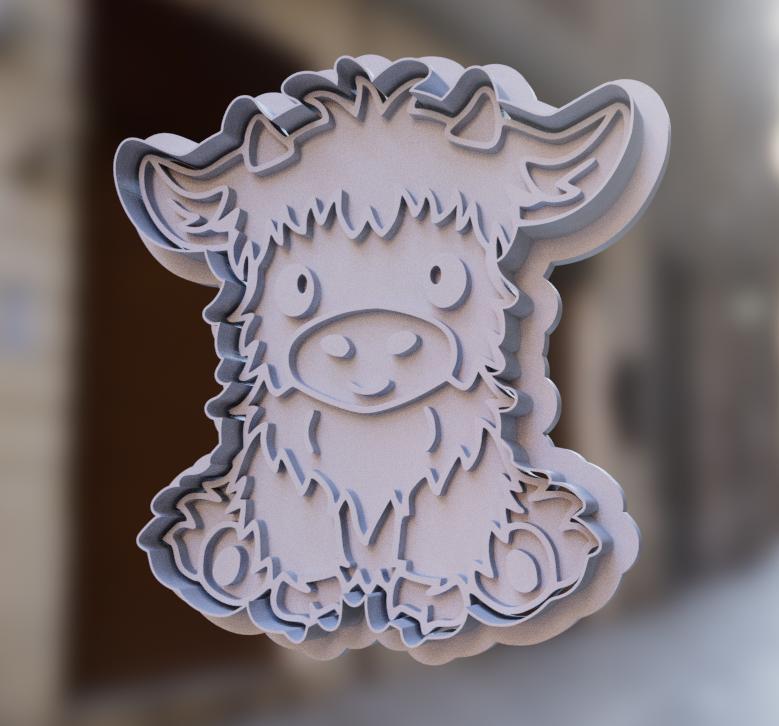 Cute Highland Baby Cow Cutter and Stamp - Adorable Pastoral Charm in Every Baked Creation!