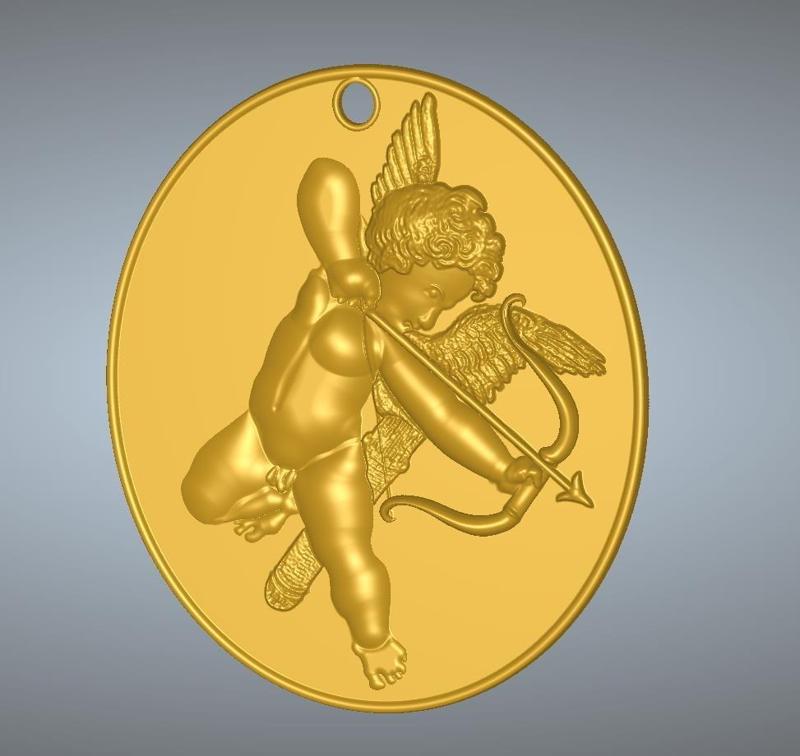 exclusive neck pendant earring decor gift EROS ( CUPID )  eros-02-v2 real 3D Relief For CNC building room decor wall-mount decoration
