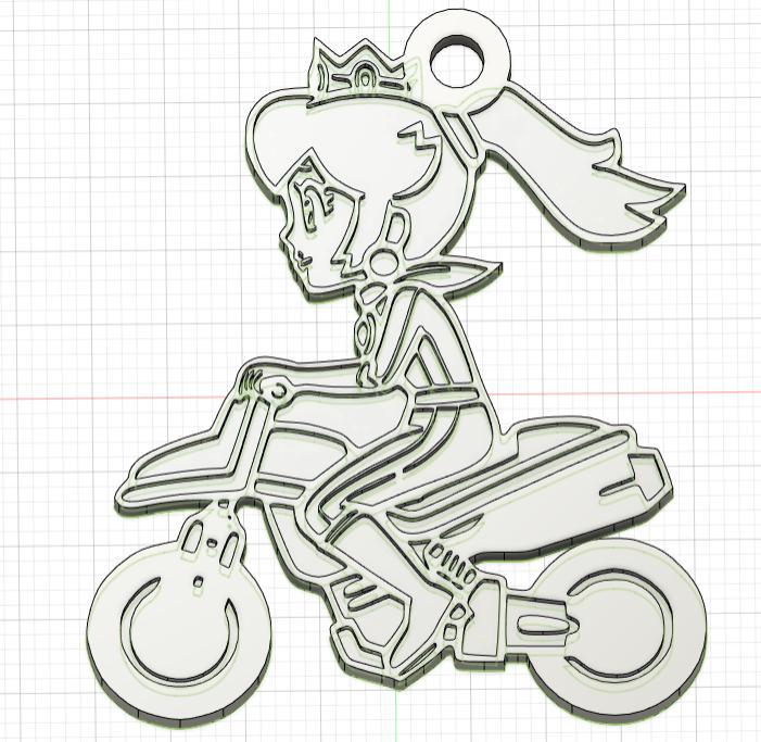 Princess Peach Mario Kart 8 Deluxe Motorcycle Key Chain