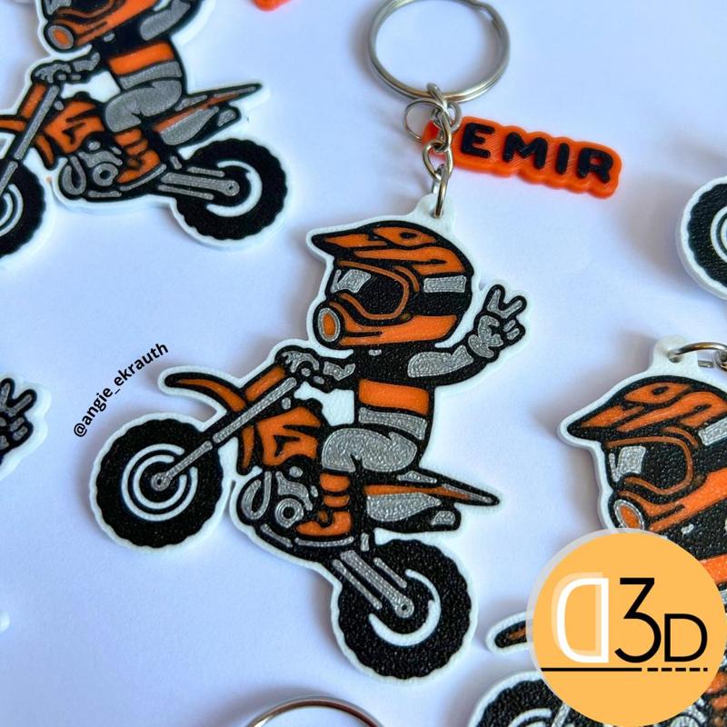 Motorcyclist and his motocross - keychain