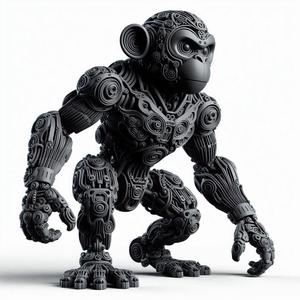 Robotic Monkey 3D Print – Futuristic Cybernetic Animal Model