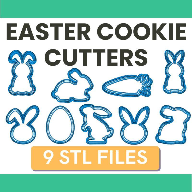 EASTER Cookie Cutters 3D Print STL Bundle - Bunnies, Egg, Carrot For Baking