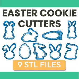 EASTER Cookie Cutters 3D Print STL Bundle - Bunnies, Egg, Carrot For Baking