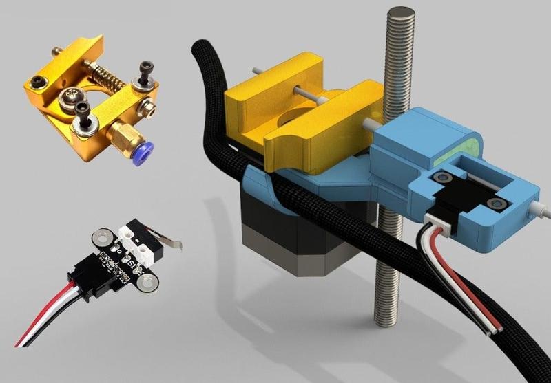 Filament Guide, Sensor, Cleaner & Cable management for the CR-10 with MK8 Aluminium Extruder
