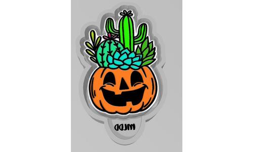 Pumpkin Jack O Lantern Cactus Succulent Halloween Freshie Hanging Air Freshener Mold STL 3D Print File / Housing for Silicone with Pull Tab