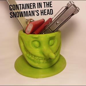 The container in the snowman's head