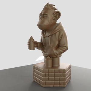 Monkey Graffiti 3D Model – Urban Style STL File for 3D Printing