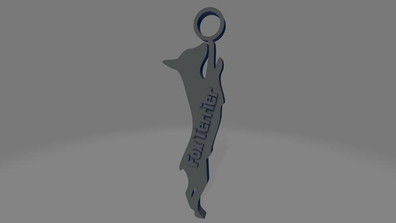 Fox Terrier silhouette with letters keychain