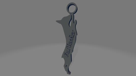 Fox Terrier silhouette with letters keychain
