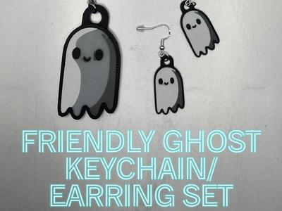 Friendly Ghost Keychain and Earring Set
