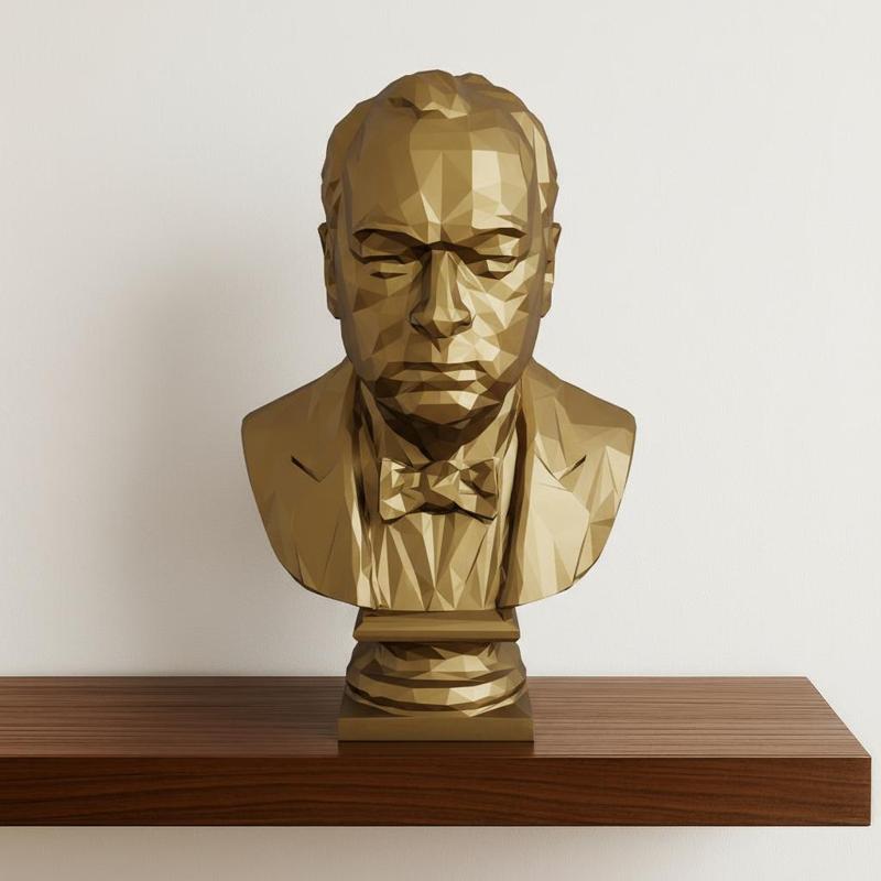 Winston Churchill Low Poly Bust British Prime Minister World War II Leader