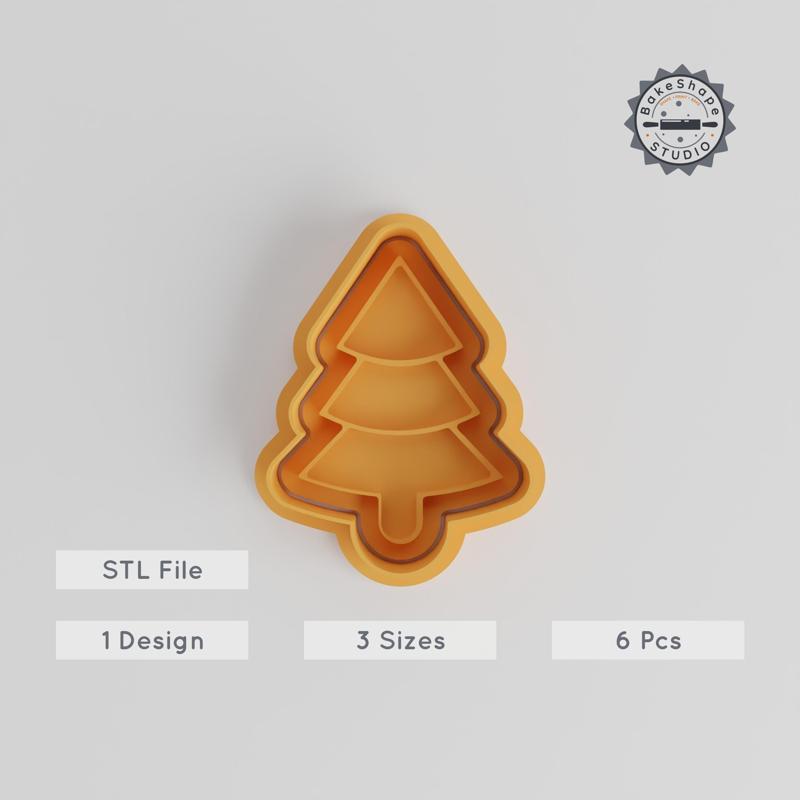 Pine Tree Shape Cutter & Stamp Set, Cookie & Fondant, Nature & Christmas Designs, 3 Sizes (S/M/L), 6 Pieces Bundle PRODUCT_4922