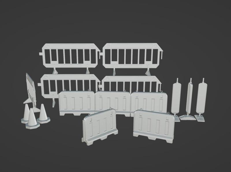 ROAD WORKS PLASTIC BARRIER SET