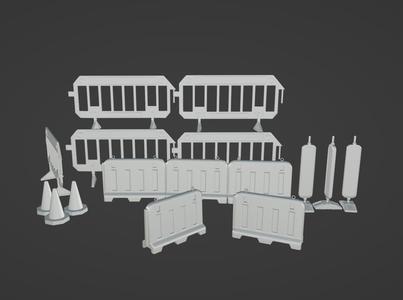 ROAD WORKS PLASTIC BARRIER SET