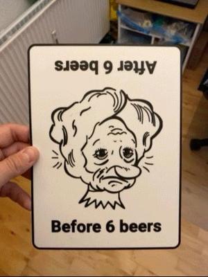Before/After 6 beers fun bar sign