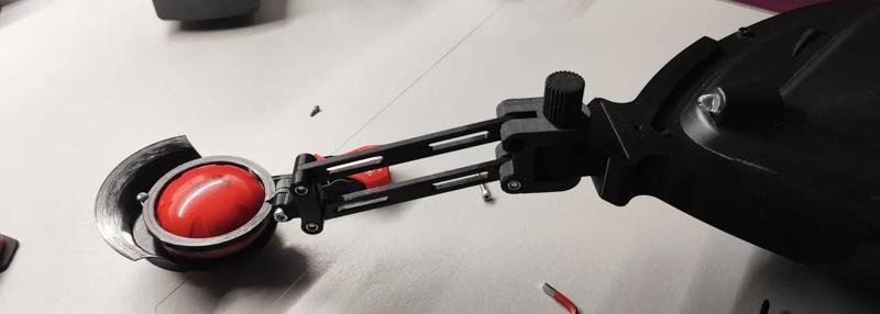 Fishfinder holder at the bow of the ship   