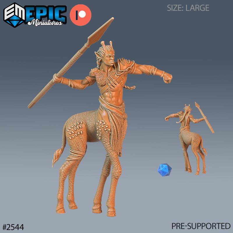 Giraffe Centaur Spear / African Tribe Warrior / Utopian Cavalry / Wild Animal Human Hybrid