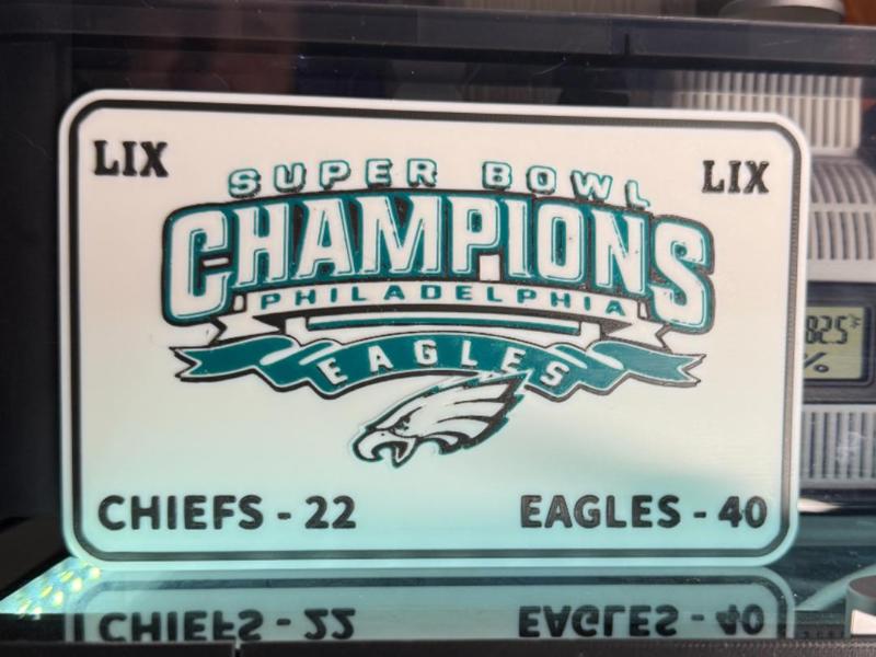 EAGLES SUPER BOWL CHAMPS LIX WITH SCORE