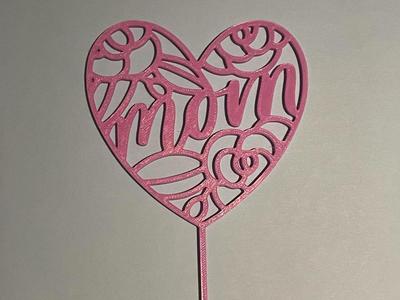 Floral heart Mom cake topper