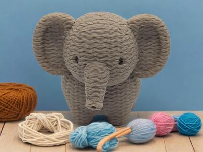 Knitted Texture Charm: The Cozy Elephant Sculpture
