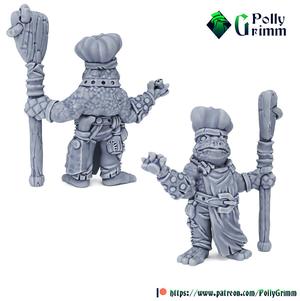 Tabletop fantasy miniature. Frogfolk grung set. Cook chief