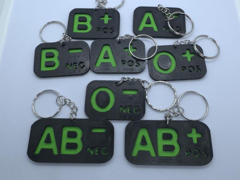 Blood type keychains