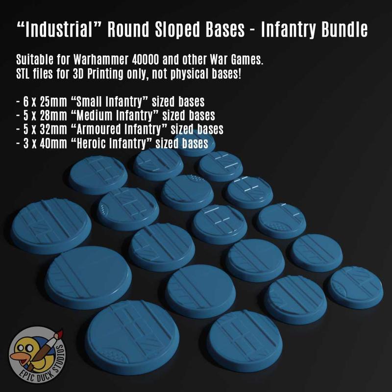 Industrial / Sci-Fi Miniature Bases - Assorted Infantry Sizes
