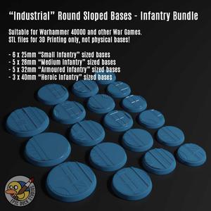 Industrial / Sci-Fi Miniature Bases - Assorted Infantry Sizes