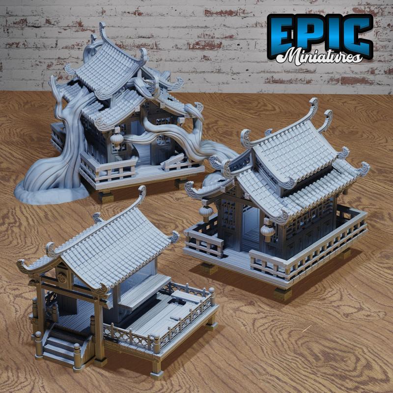 Village Houses East ‧ DnD Miniature ‧ Tabletop Miniatures ‧ Gaming Monster ‧ 3D Model ‧ RPG ‧ DnDminis ‧ STL FILE