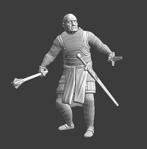 Medieval knight with mace and dagger 3D print model