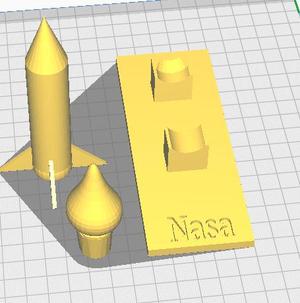 Rocket to mars with flame and stand