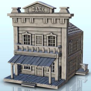 Western bank building with floor and canopy (7) - Wild West USA America cow-boy