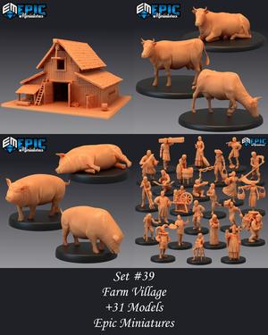 Farm Village Set / Villager & Farmer Encounter / Pre-Supported