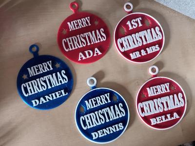 christmas tree name greeting decoration baubel