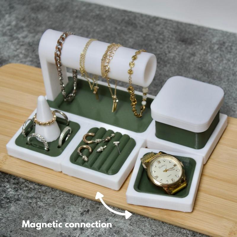 Magnetic JEWELRY ORGANIZER M-SET | 5 ELEMENTS | GRIDLINX | MAGNETIC RING HOLDER | BRACELET STAND | EARRING HOLDER | VALENTINES DAY GIFT FOR GIRLFRIEND OR BOYFRIEND