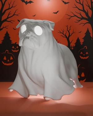 Bulldog-o-lantern : Dog Ghost Lamp (3D Print STL File)