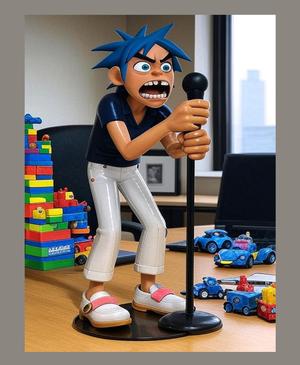 3D Printable Gorillaz 2D Singing Figurine STL – Dynamic Fan Art Model