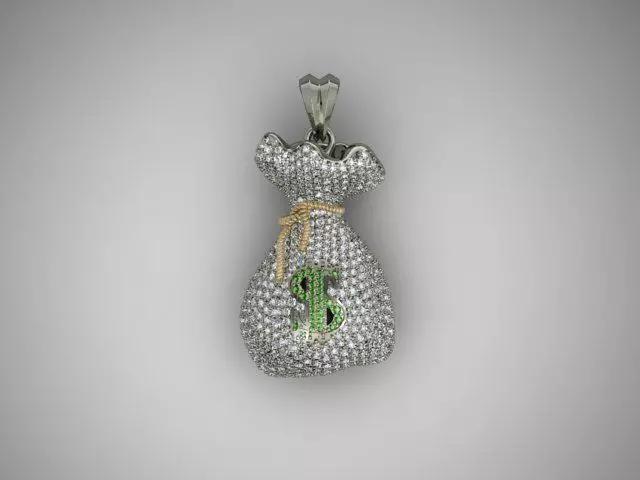 Money Bag pendant with gems