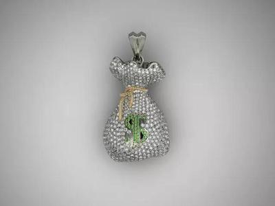 Money Bag pendant with gems