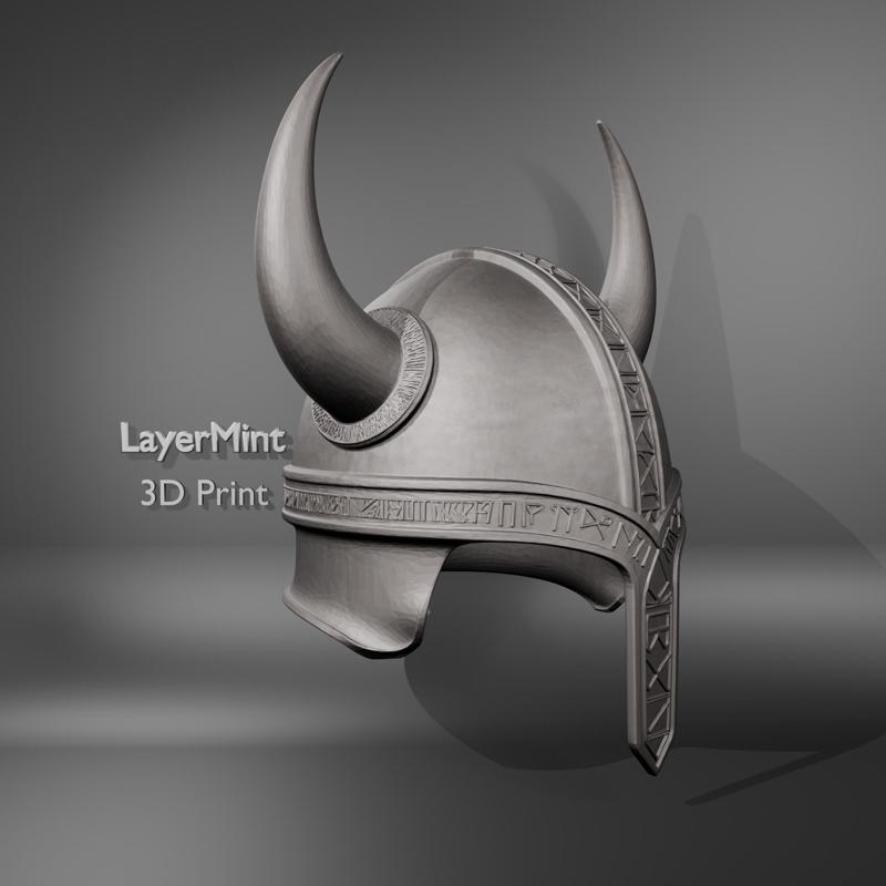 Viking Horned Helmet with Runes
