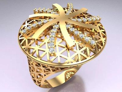 Mesh flower ring - Italian rings - Womens Rings - N6837