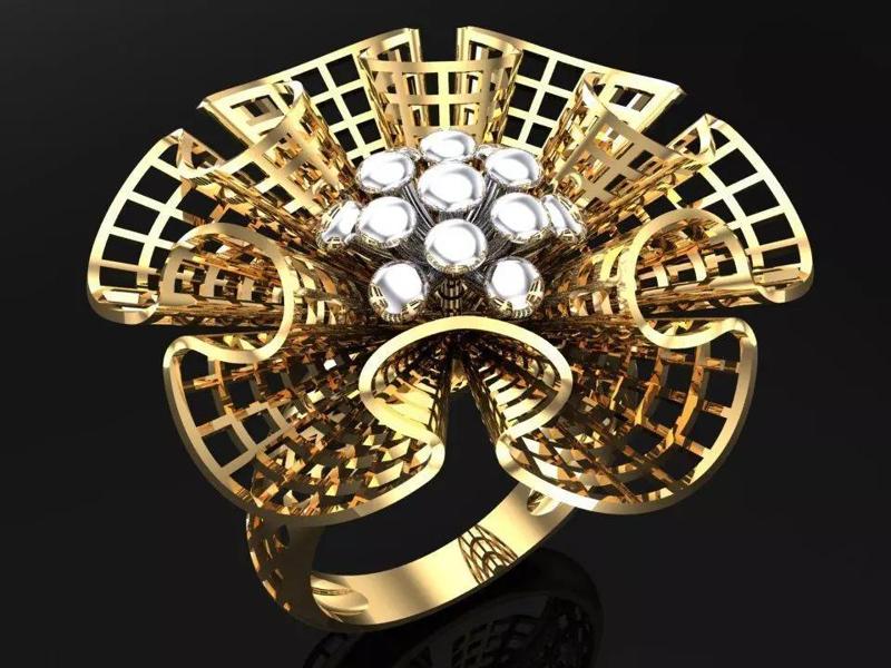 Mesh flower ring - Italian rings - Womens Rings - N6434