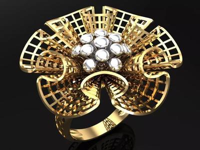 Mesh flower ring - Italian rings - Womens Rings - N6434